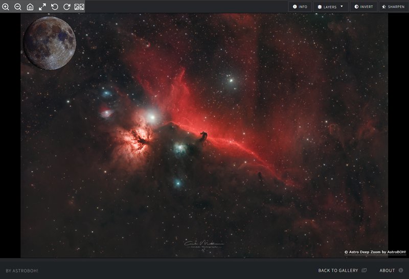 Size comparison between the Moon and [object]