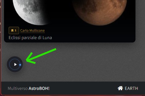 Il pulsante che avvia la proiezione nella Galleria di AstroBOH